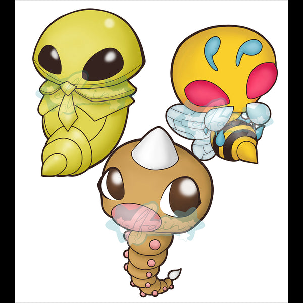 Weedle, Kakuna, Beedril PACK illustration digital download