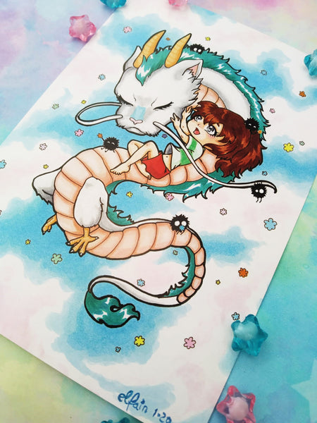 Postal Chihiro y Haku postcard