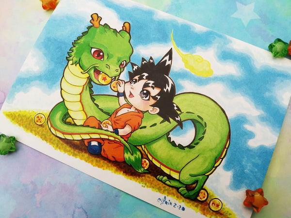 Print Goku y Shenlong lámina A4