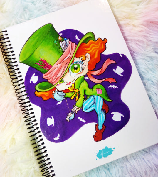 Cute Mad Hatter Sombrerero notebook cuaderno A5