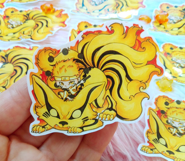 Cute Naruto and Kurama Six Path Pegatina Sticker