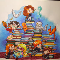 Wizard's library A4 print lámina