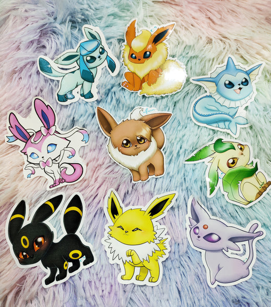 Pack Eevee + eeveelutions Cute Pegatina Sticker