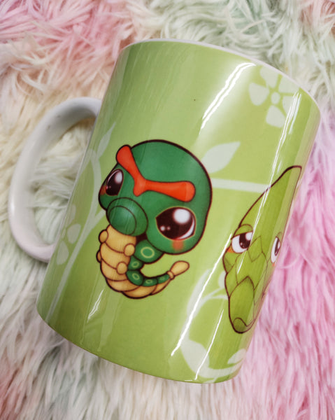 Caterpie evolution mug taza